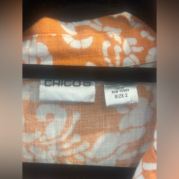 Chico's Vibrant Orange and White Floral Shirt - Picture 4 of 4